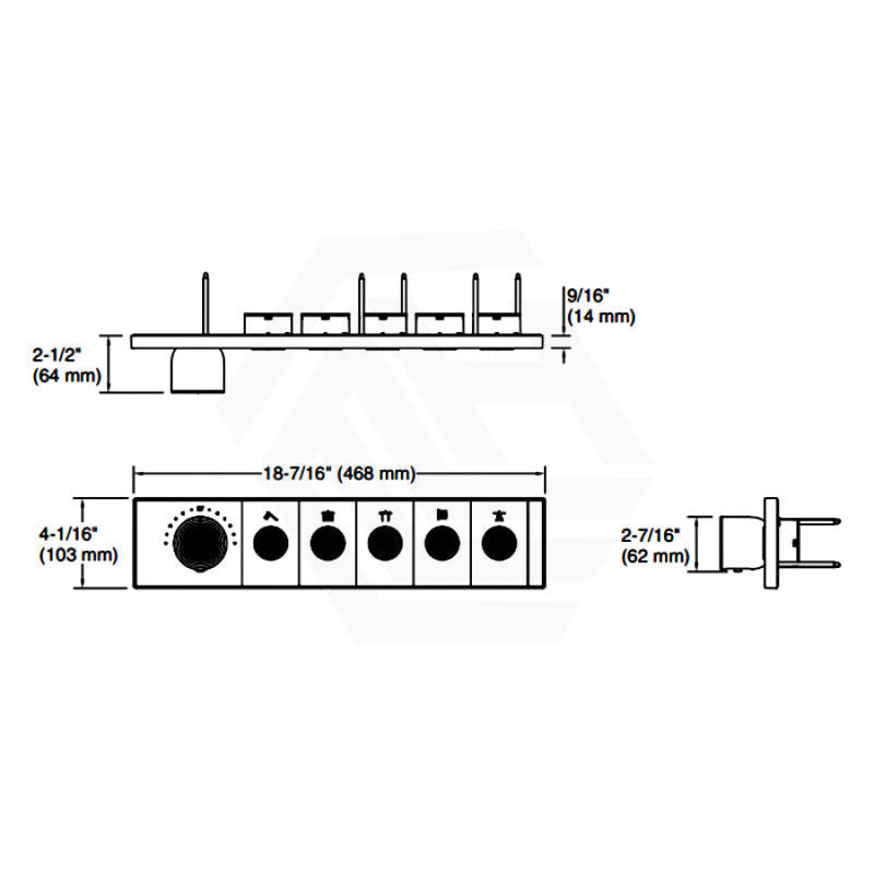 Kohler Moderne Brushed Brass Anthem Recessed Mechanical Thermostatic Control 5 Outlets Trim Plate