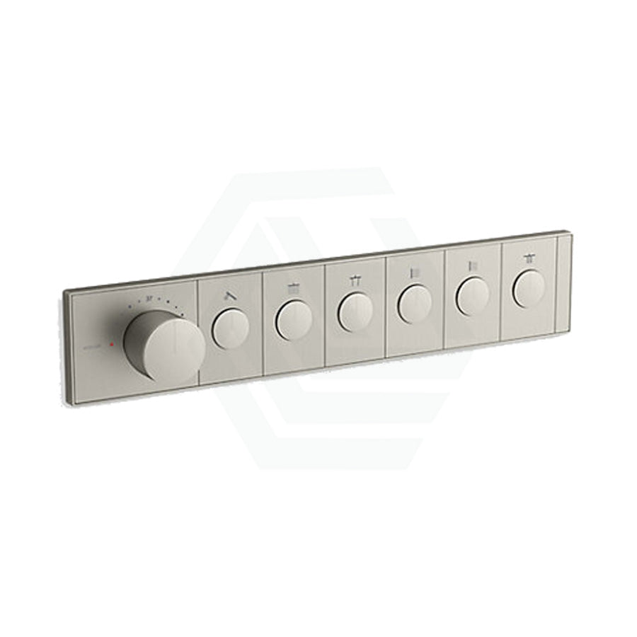 N#3(Nickel) Kohler Brushed Nickel Anthem Recessed Mechanical Thermostatic Control 6 Outlets Trim