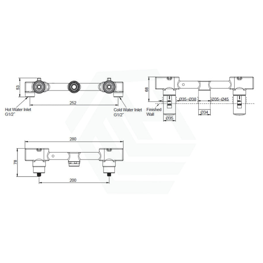 Kohler Components™ Polished Chrome Wall Mount Oyl Handles With Row Basin Spout Bath/Basin Tap Sets