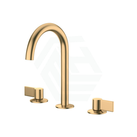 Kohler Components™ Brushed Brass Sink Tap Set With Tube Design Lever Bath/Basin Sets