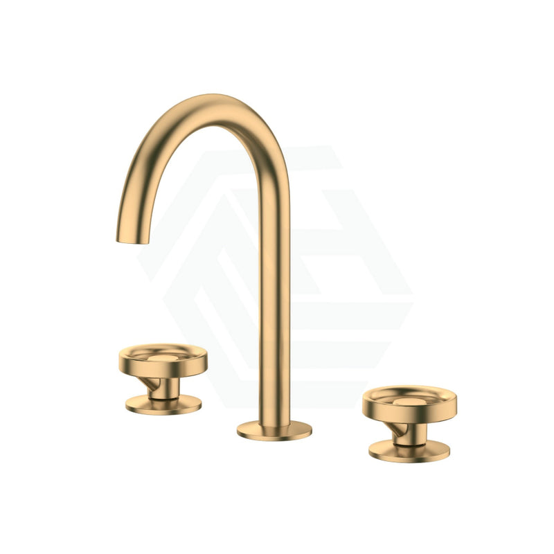 Kohler Components™ Brushed Brass Sink Tap Set With Tube Design Industrial Bath/Basin Sets