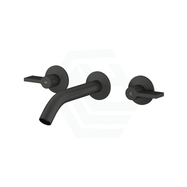 Kohler Components™ Matt Black Wall Mount Lever Handles With Tube Basin Spout Bath/Basin Tap Sets