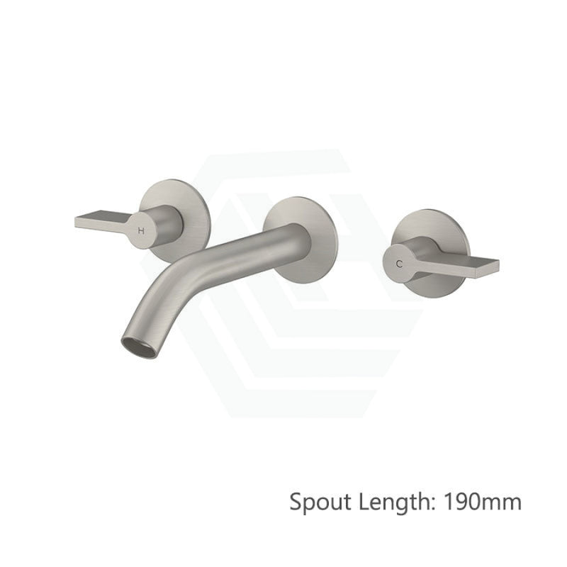 Kohler Components™ Brushed Nickel Wall Mount Lever Handles With Tube Basin Spout 190Mm Bath/Basin