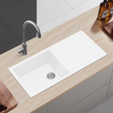 1000X500X200Mm White Granite Stone Kitchen Laundry Sink With Drainboard Top/under Mount