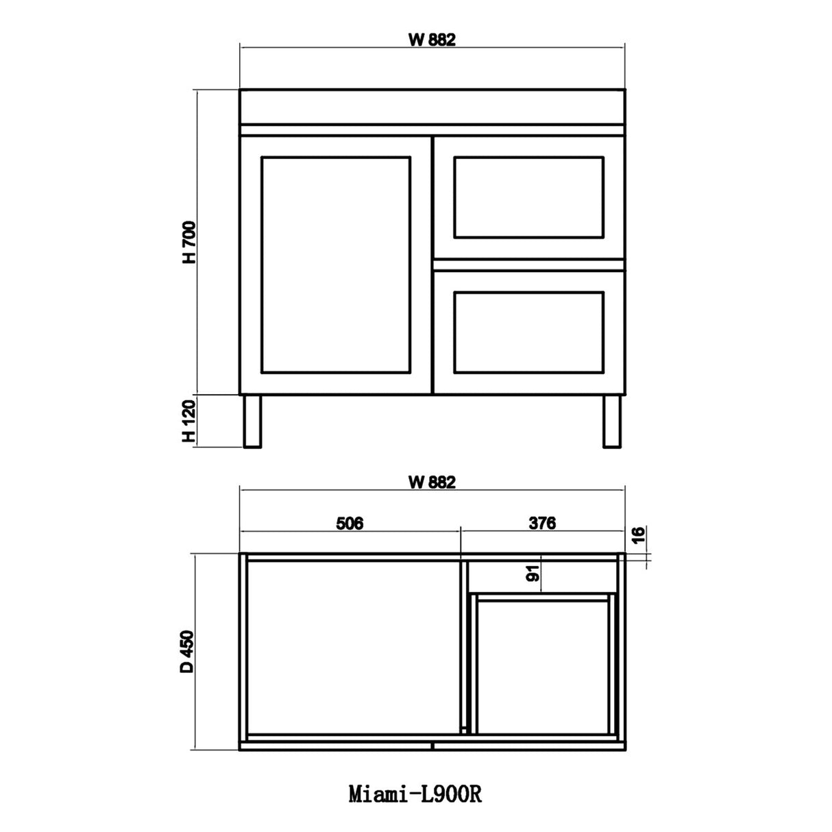 882X450X820Mm Miami Freestanding With Legs Bathroom Vanity Matt White Shaker Hampton Style Left /