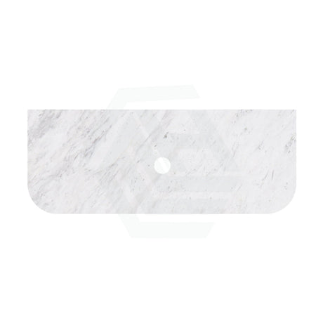 18mm Thick Lukka Carrara White Marble Curved Top with Center Waste Hole, 12/10/2 O'clock Semi Drilled Tap Hole Available At the Back 605-1505mm