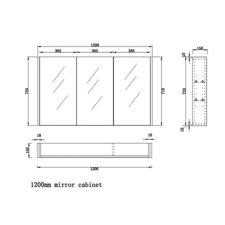 450/600/750/900/1200/1500Mm White Oak Wall Hung Mdf Pencil Edge Shaving Cabinet For Bathroom 1200Mm