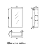 450/600/750/900/1200/1500Mm White Oak Wall Hung Mdf Pencil Edge Shaving Cabinet For Bathroom 450Mm