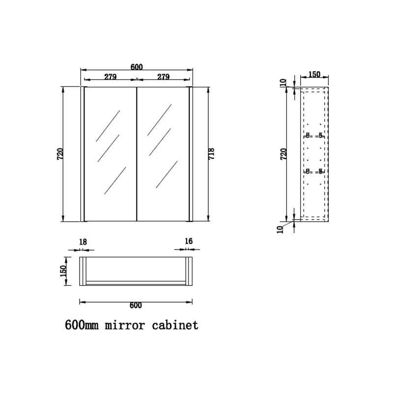 450/600/750/900/1200/1500Mm White Oak Wall Hung Mdf Pencil Edge Shaving Cabinet For Bathroom 600Mm