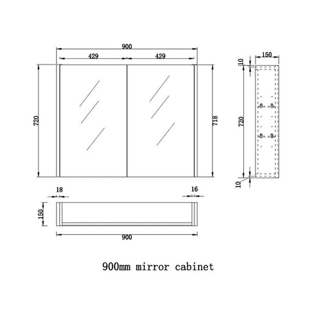 450/600/750/900/1200/1500Mm White Oak Wall Hung Mdf Pencil Edge Shaving Cabinet For Bathroom 900Mm