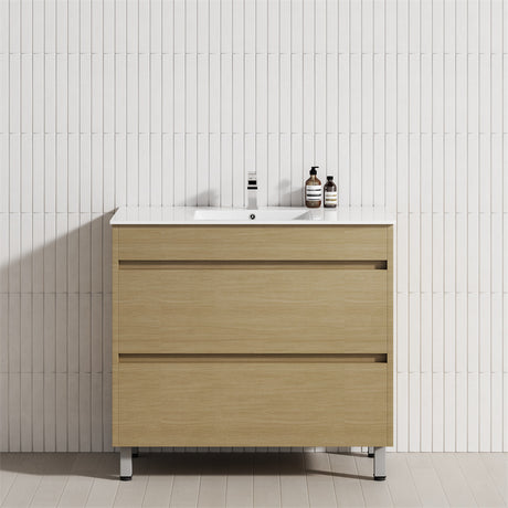 2-Drawer 600/750/900/1200mm Freestanding Bathroom Vanity with Legs Multi-Colour Cabinet Only