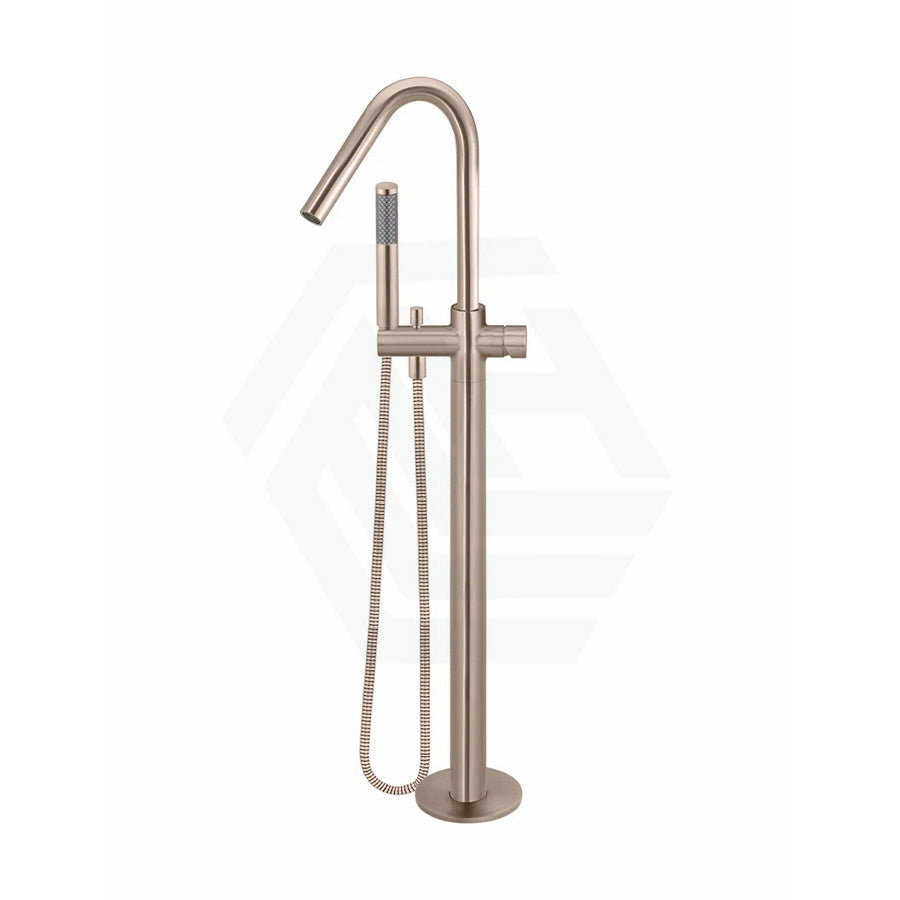 Meir Round Pinless Freestanding Bath Spout And Hand Shower Champagne Floor Mounted Mixers