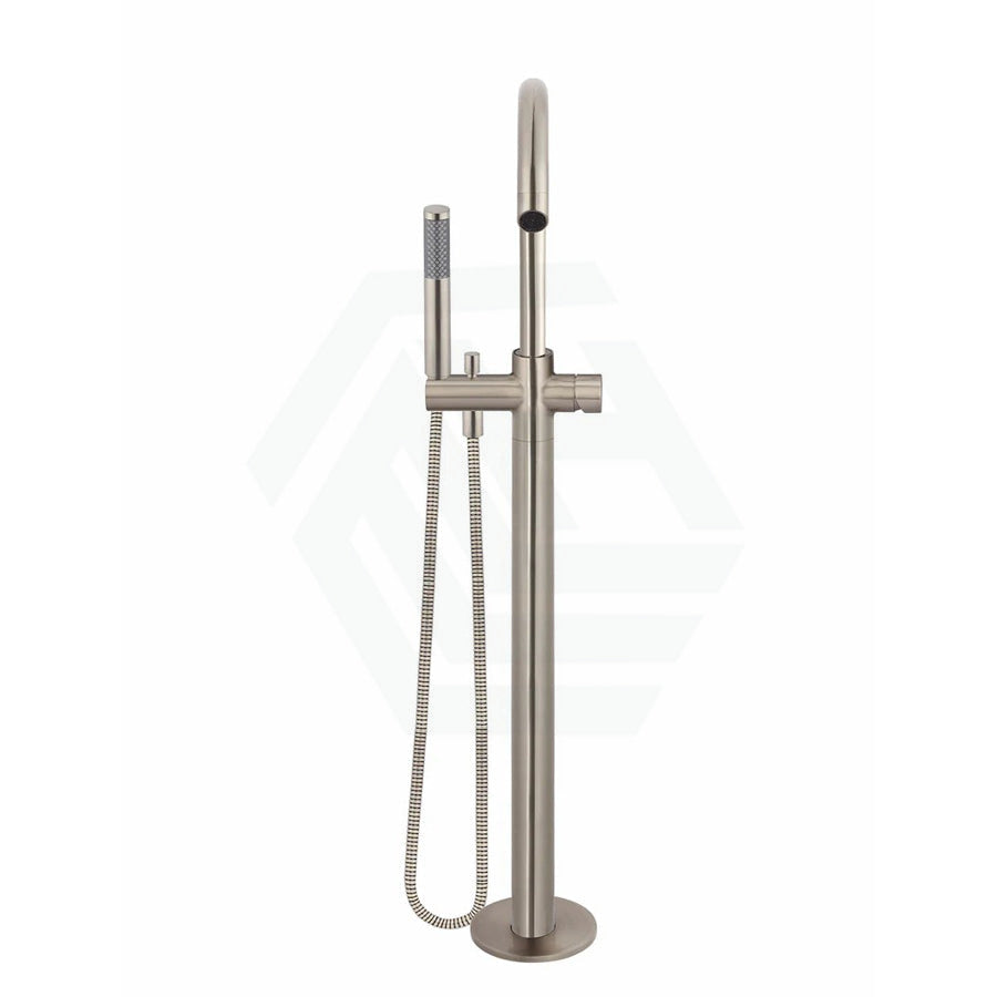 Meir Round Pinless Freestanding Bath Spout And Hand Shower Champagne Floor Mounted Mixers