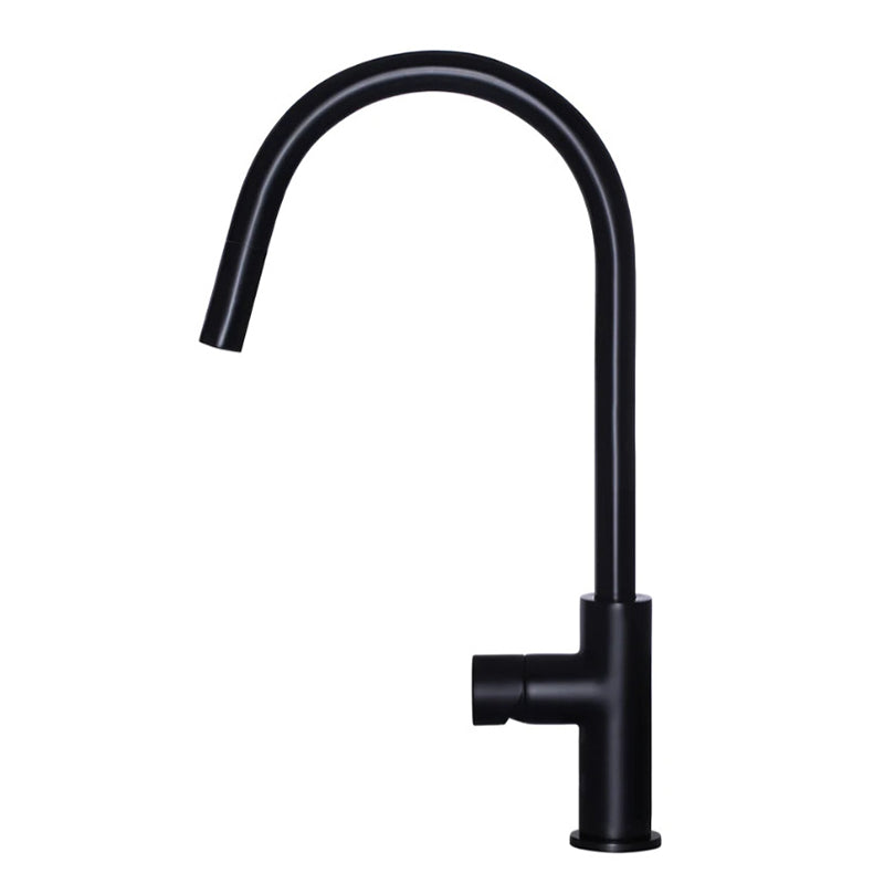 Meir Matt Black Round Pinless Piccola 360 Swivel Pull Out Kitchen Mixer Tap Sink Mixers