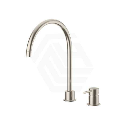 N#3(Nickel) Meir Round Gooseneck High-Rise Swivel Hob Mounted Tap Set Brushed Nickel Bath/Basin Sets