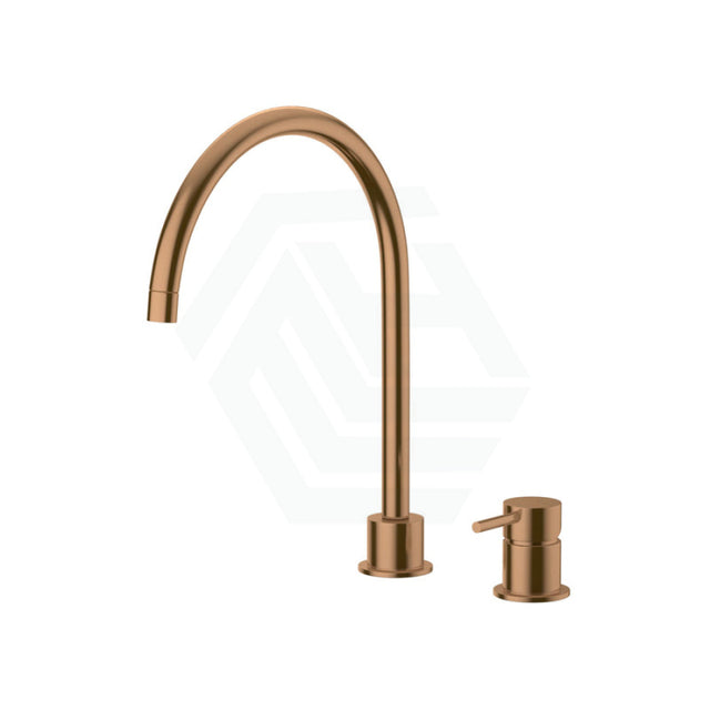 Meir Round Gooseneck High-Rise Swivel Hob Mounted Tap Set Lustre Bronze Bath/Basin Sets