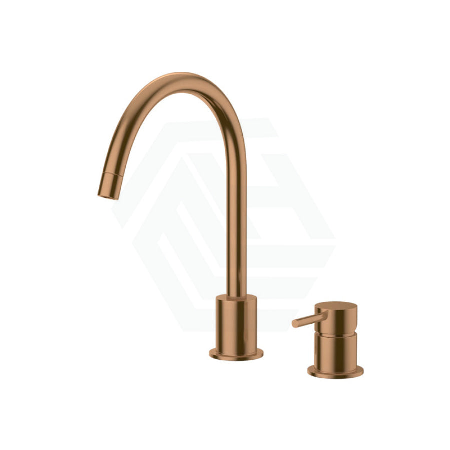 Meir Round Gooseneck 360 Degree Swivel Hob Mounted Tap Set Lustre Bronze Bath/Basin Sets