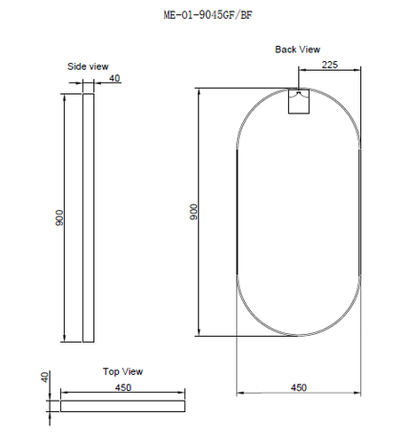 450/600/700/900/1200Mm Bathroom Black Framed Oval Mirror Wall Mounted Mirrors