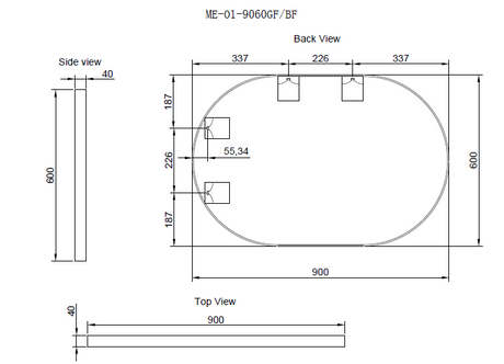 450/600/700/900/1200Mm Bathroom Black Framed Oval Mirror Wall Mounted Mirrors