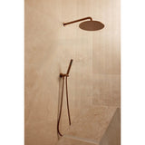 Meir 400Mm Round Wall Mounted Shower Curved Arm Pvd Lustre Bronze Solid Brass Arms