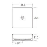 365X365X110Mm Aulic Dove Square Gloss White With Black Edge Above Counter Wash Basin Ceramic Basins