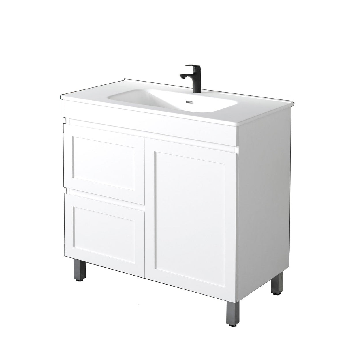 882X450X820Mm Miami Freestanding With Legs Bathroom Vanity Matt White Shaker Hampton Style Left /