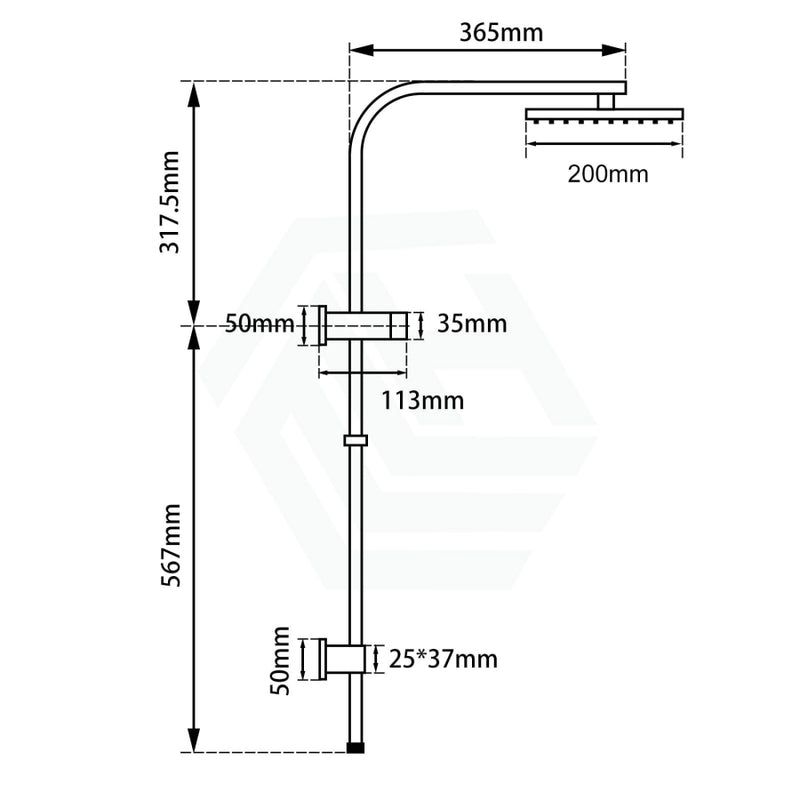 8 Inch 200Mm Square Black & Rose Gold Rainfall Twin Shower Station Top Water Inlet Showers