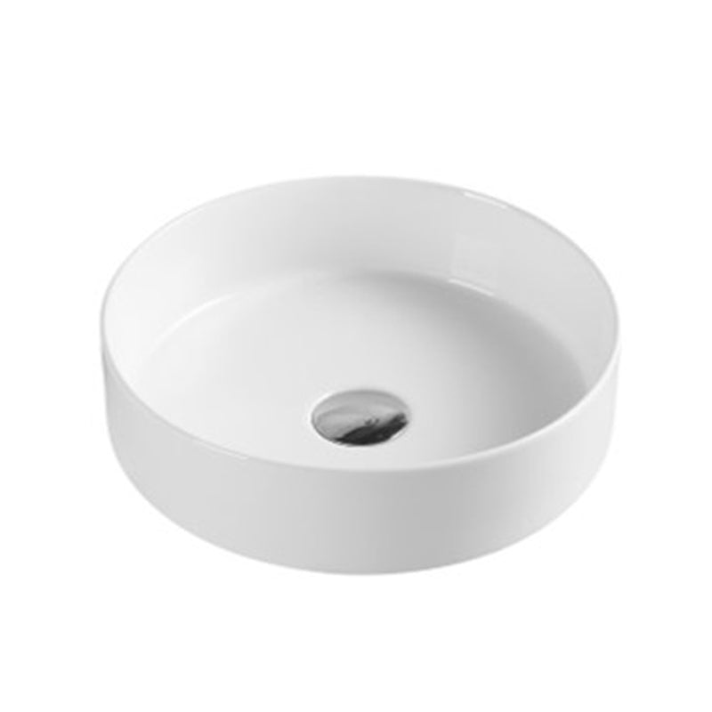 355X355X120Mm Round Gloss White Ceramic Above Counter Wash Basin Ultra Slim