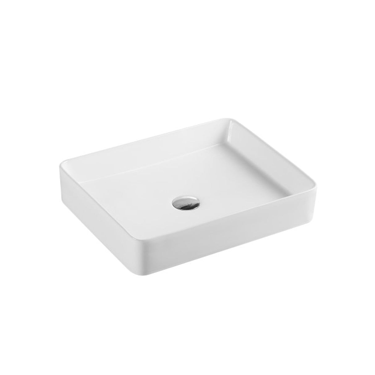 500X400X110Mm Rectangle Gloss White Above Counter Ceramic Basin Ultra Slim