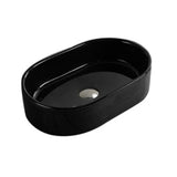 550X350X140Mm Oval Gloss Black Above Counter Ceramic Basin