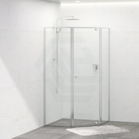 900/1000Mm Diamond Shape Shower Screen Pivot Door Chrome Semi-Frameless 6Mm Glass 2000Mm Height