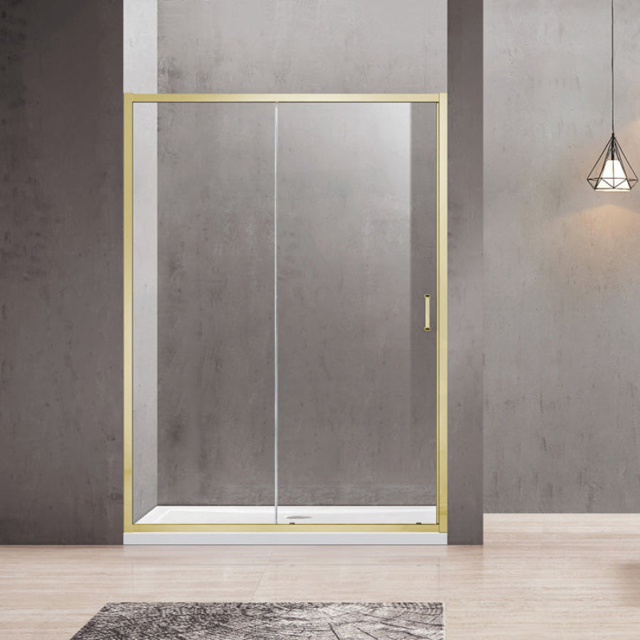 G#1(Gold) 920-1750X2000Mm Semi-Frameless Shower Screen Sliding Door Wall To Light Gold Hardwares