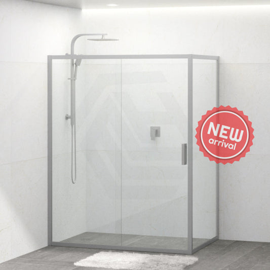 920-1750X2000Mm Semi-Frameless Shower Screen Sliding Door Wall To  Brushed Nickel Hardwares 6Mm Glass