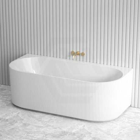 1500/1700Mm Ceto Fluted Back To Wall Bathtub Gloss White No Overflow Bathtubs