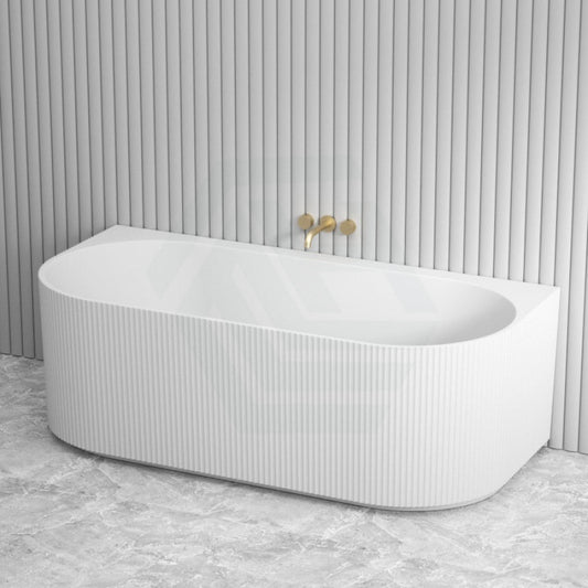 1500/1700Mm Ceto Fluted Back To Wall Bathtub Matt White No Overflow To Bathtubs