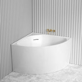 1000Mm Bella Corner Back To Wall Bathtub Gloss White With Overflow Bathtubs