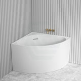 1000Mm Bella Corner Back To Wall Bathtub Matt White With Overflow Bathtubs