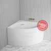 1000Mm Bella Corner Back To Wall Bathtub Matt White With Overflow Bathtubs