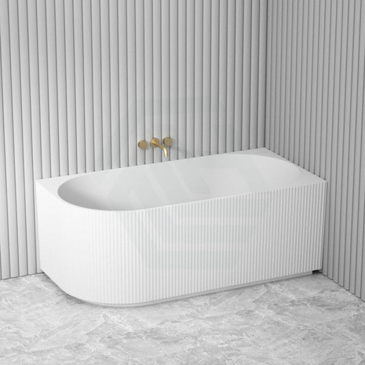 1500/1700Mm Ceto Capri Right Corner Back To Wall Bathtub Matt White No Overflow Bathtubs