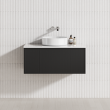 600-1500mm Kirribilli Wall Hung Bathroom Vanity Matt Black PVC Board Cabinet ONLY&Stone Top Available