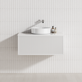 600-1500mm Kirribilli Wall Hung Bathroom Vanity Matt White PVC Board Cabinet ONLY&Stone Top Available