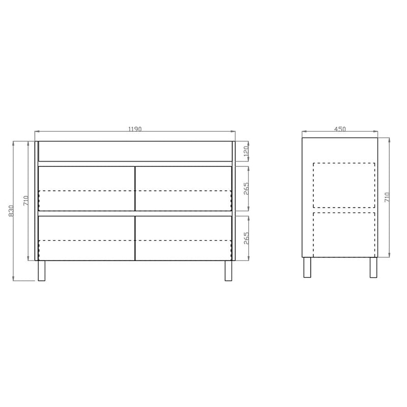 600-1500Mm Freestanding Vanity Dark Grey Wood Grain Cabinet Only & Ceramic / Poly Top Available