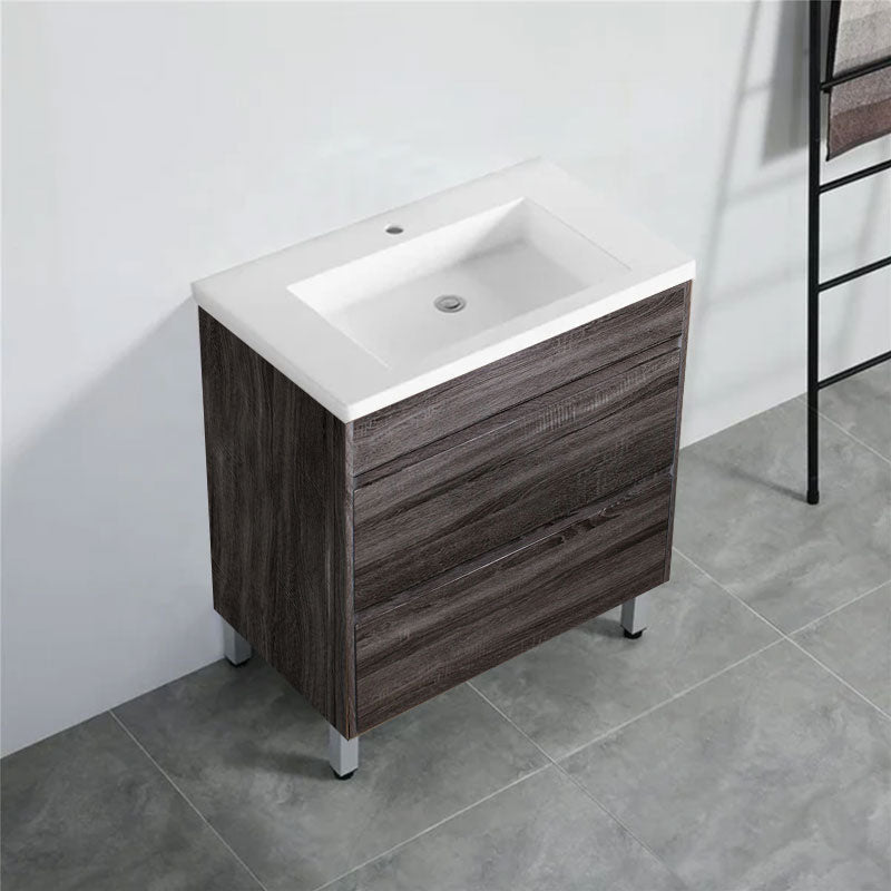 600-1500Mm Freestanding Vanity With Legs Dark Grey Wood Grain Cabinet Only & Ceramic / Poly Top