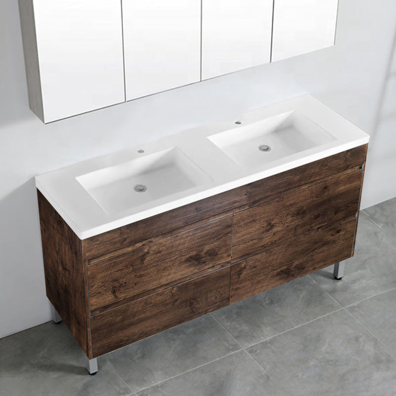 600-1500Mm Freestanding Bathroom Floor Vanity Dark Oak Wood Grain Pvc Filmed Cabinet Only &