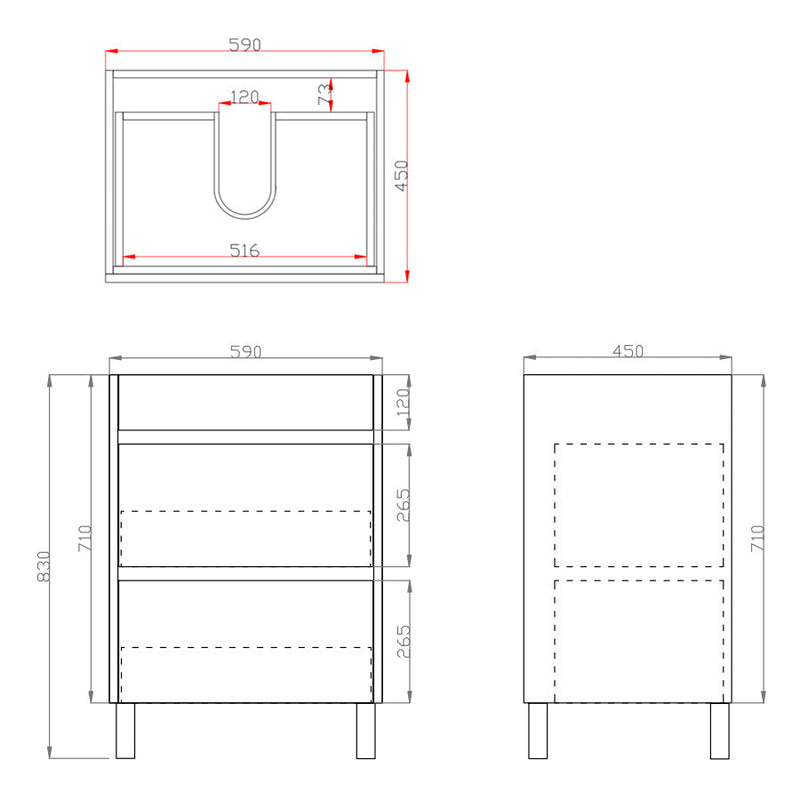 600-1500Mm Freestanding Bathroom Floor Vanity White Oak Wood Grain Pvc Filmed Cabinet Only &