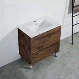 600-1500Mm Freestanding Bathroom Floor Vanity Dark Oak Wood Grain Pvc Filmed Cabinet Only &