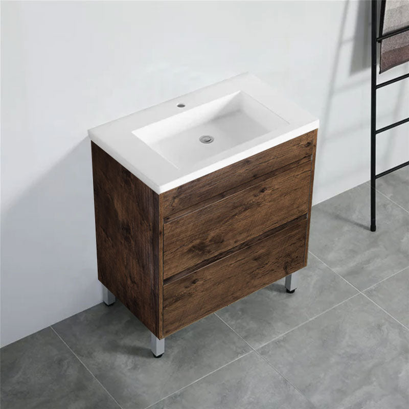 600-1500Mm Freestanding Bathroom Floor Vanity Dark Oak Wood Grain Pvc Filmed Cabinet Only &