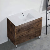 600-1500Mm Freestanding Bathroom Floor Vanity Dark Oak Wood Grain Pvc Filmed Cabinet Only &