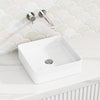 370X370X130Mm Square Gloss White Above Counter Top Ceramic Basin Ultra Slim Basins