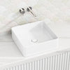 415X415X135Mm Square Gloss White Above Counter Ceramic Wash Basin Ultra Slim Basins